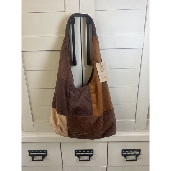 NWT STEVE MADDEN Faux Fur Patchwork 2 In 1 Small Crossbody Bag & Large Hobo Bag - Picture 1 of 10